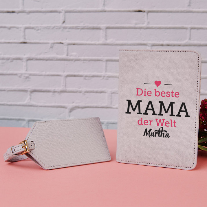 Beste Mama der Welt - Reisepasshülle mit Aufdruck